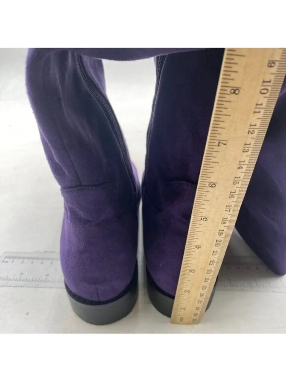 Pazzion Grape Almond Toe Knee High Boots with Partial Zippers Long Boot